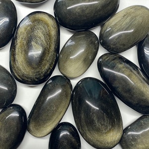 Gold Sheen Obsidian Palm Stone || Natural Gold Sheen Obsidian Palm Stone || Obsidian Palm Stone || Pick Your Size