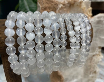 Satin Spar Crystal Bracelet || Satin Spar Beaded Bracelet || Satin Spar Crystal Jewelry || Pick Your Size