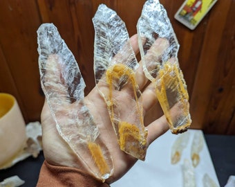 Raw Golden Phantom Selenite Wands, Sacral Selenite, Utah Selenite Slices