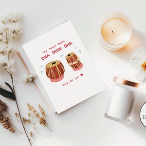 Mein Herz schlägt nur für Dich Tabla Me 5x7 ”Printable Grußkarte - Digital Download, India Geschenk, Frau, Mann, Partner, Valentine