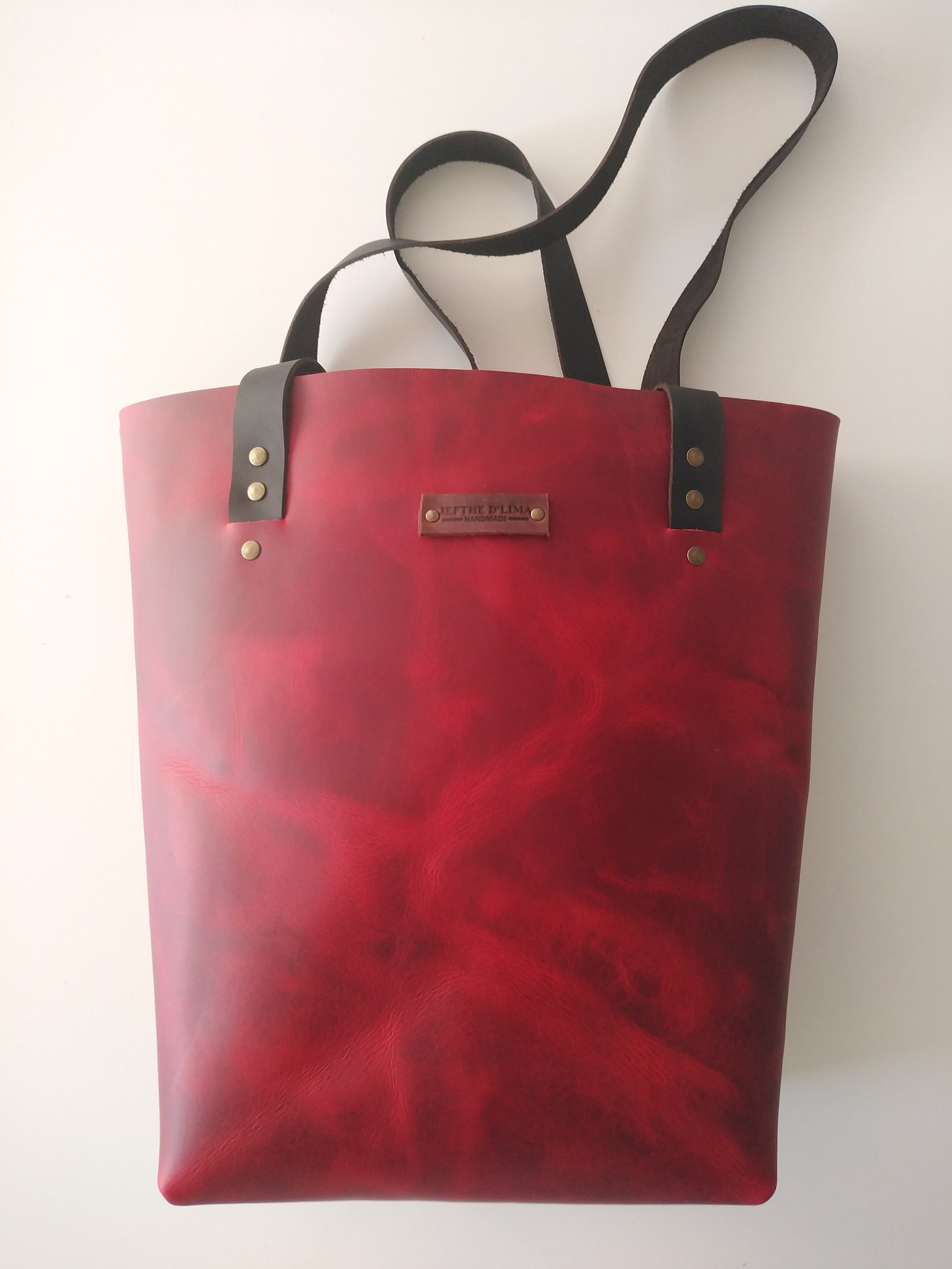 Red Leather Tote Bag Tote Bags Bags for Women Leather Bags Etsy