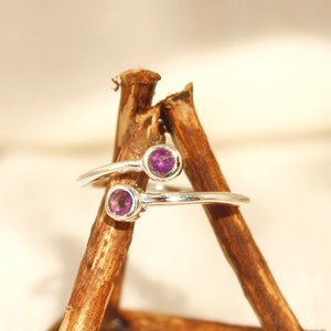 Bague torsadée en argent avec pierres bague avec améthyste bague labradorite bague réglable avec pierres de lune bague citrine bague rubis