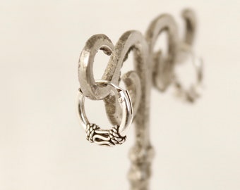 Tiny hoops sterling silver Small Tribal earring Tiny silver hoop creole Tiny hoop earrings Small hoops men kids earrings bali hoops ethnic