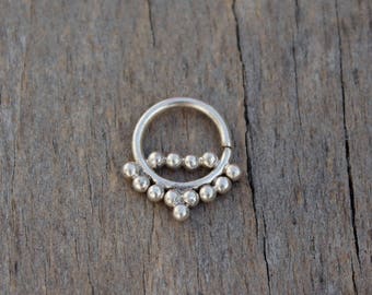 Sterling silver septum ring ethnic septum boho septum small septum balls septum jewelry ethnic single earring ethnic piercing for nose rings