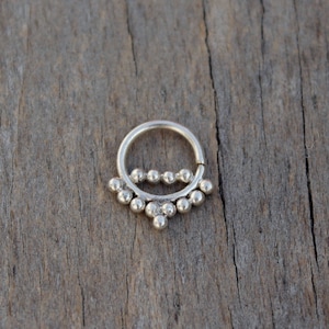 Sterling silver septum ring ethnic septum boho septum small septum balls septum jewelry ethnic single earring ethnic piercing for nose rings