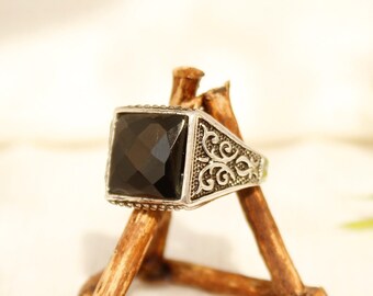 Chevalière en argent pour homme Chevalière avec pierre Bague pour homme Bijoux pour homme Chevalière avec pierre Bague homme avec pierre