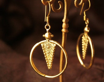 Brass Dangle Earrings: Ethnic Boho Bohemian Jewelry