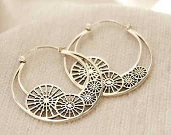Boho Silver Plated Hoop Earrings: Bohemian Fashion Jewelry