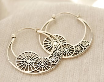 boho earrings for wife Big silver hoop earrings creole boho sister gift big silver hoop bohemian earrings bohemian jewelry fashion earrings