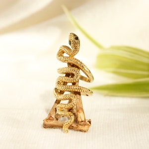 Snake ring big gold ring with snake jewelry with cobra ring long gold rings serpent jewelry with serpent ring gold cobra jewelry snake gift