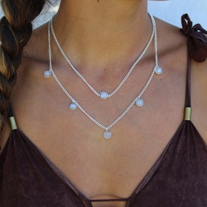 Boho layered necklace silver Layering necklaces with stones multi layered necklaces multi row necklace set boho necklace moonstone necklaces