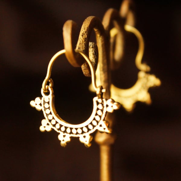 Small gold earrings cute earrings brass earrings tiny hoops gold mini earrings minimal earring gold small sun earrings tribal jewelry gypsy