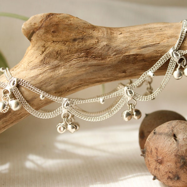 ankle chain for feet bracelet silver anklet jewelry ethnic anklet with bells anklet gypsy anklet boho jewelry for ankle beach jewelry summer