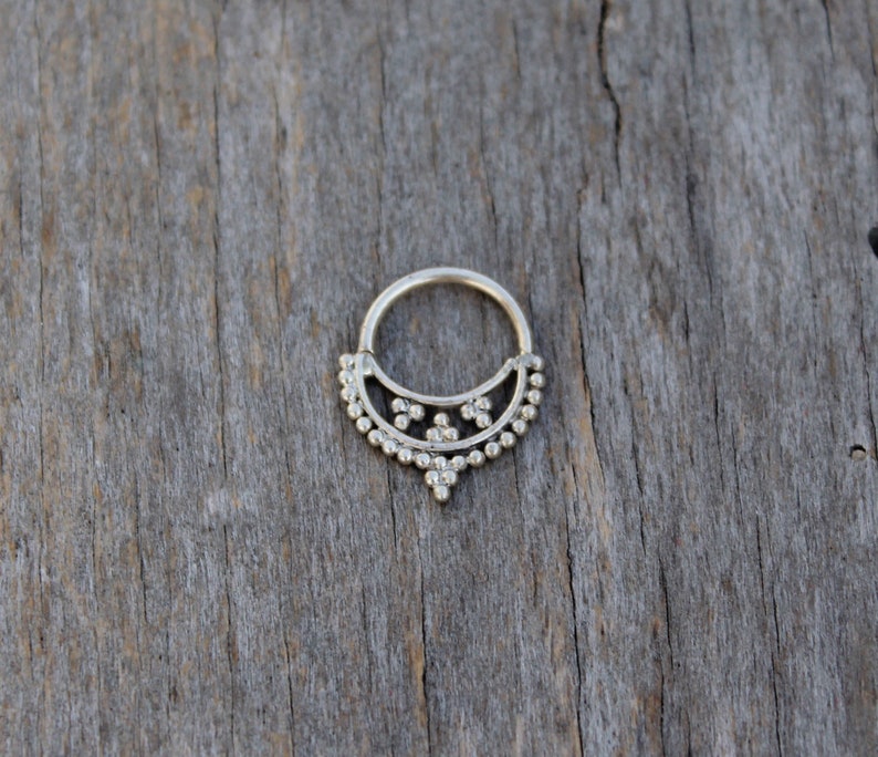 Tribal septum in sterling silver septum jewelry ethnic septum piercing for nose ring ethnic single earring cartilage rings for nose piercing