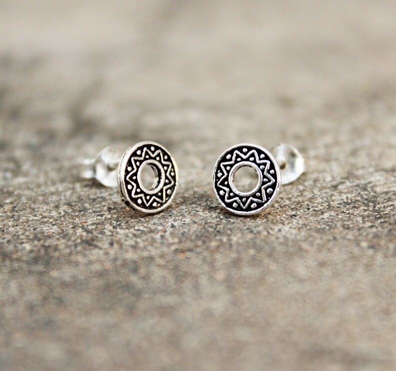 Silver Stud Earrings Tribal Earrings Round Fake Plugs Boho Etsy Ireland