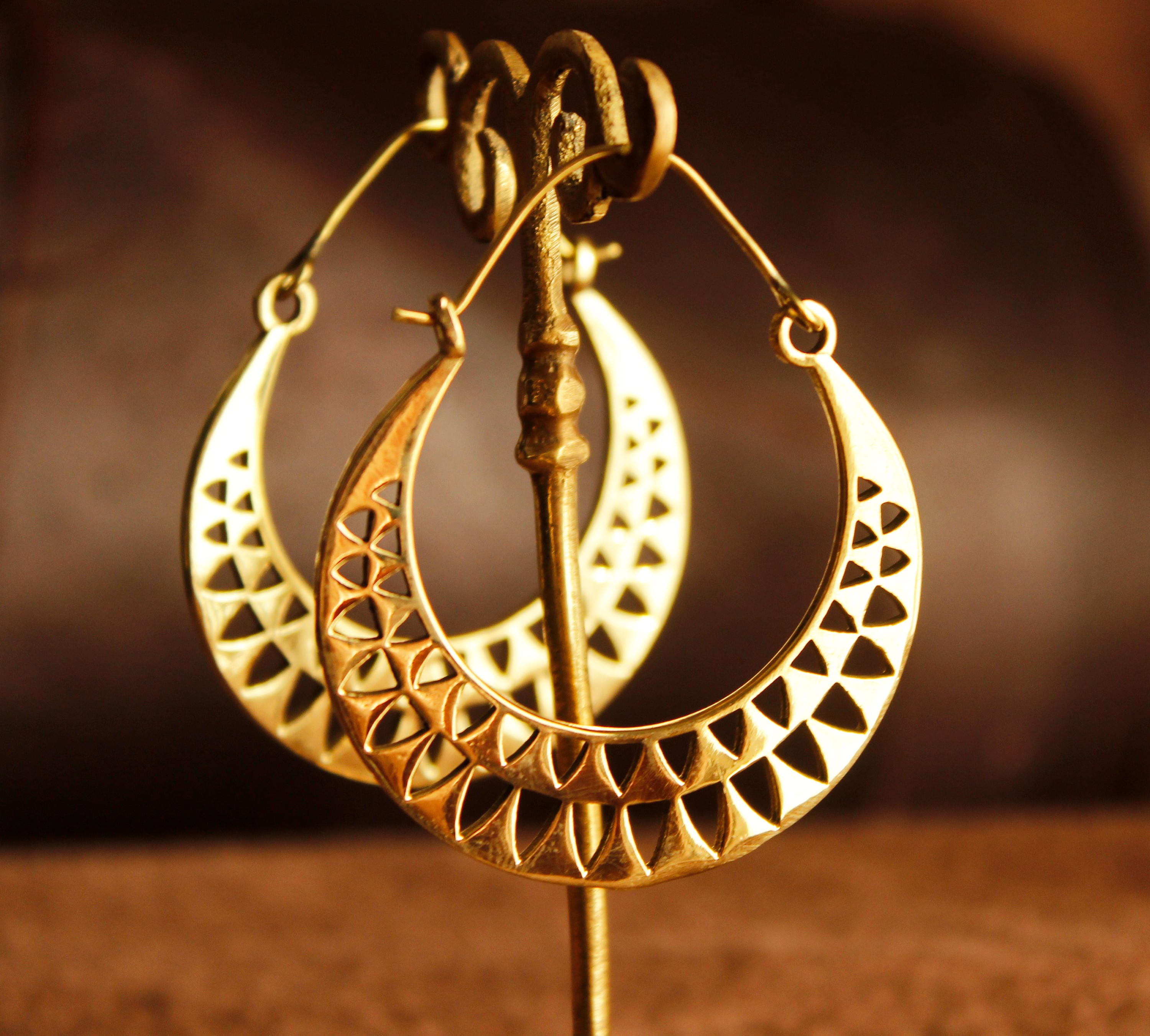 Gold Boho Earrings Bohemian Jewelry Boho Hoops Brass Earrings Etsy UK