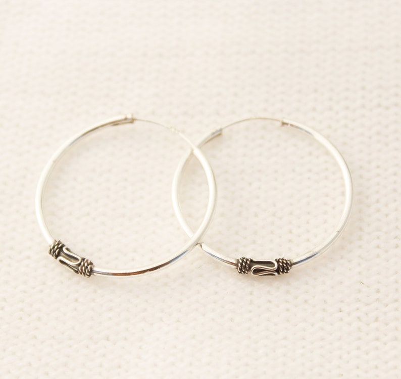 Ethnic hoop earrings silver hoops ethnic jewelry for men earrings unisex jewelry ethnic creole earrings sterling silver hoops tribal earring image 10