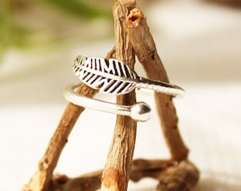 Thin silver rings Leaf ring cute ring adjustable boho ring boho jewelry idea small silver ring spoon ring thumb ring pretty thin ring tribal
