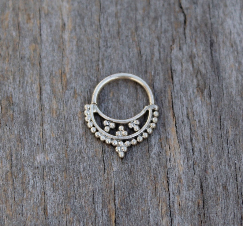 Tribal septum in sterling silver septum jewelry ethnic septum piercing for nose ring ethnic single earring cartilage rings for nose piercing