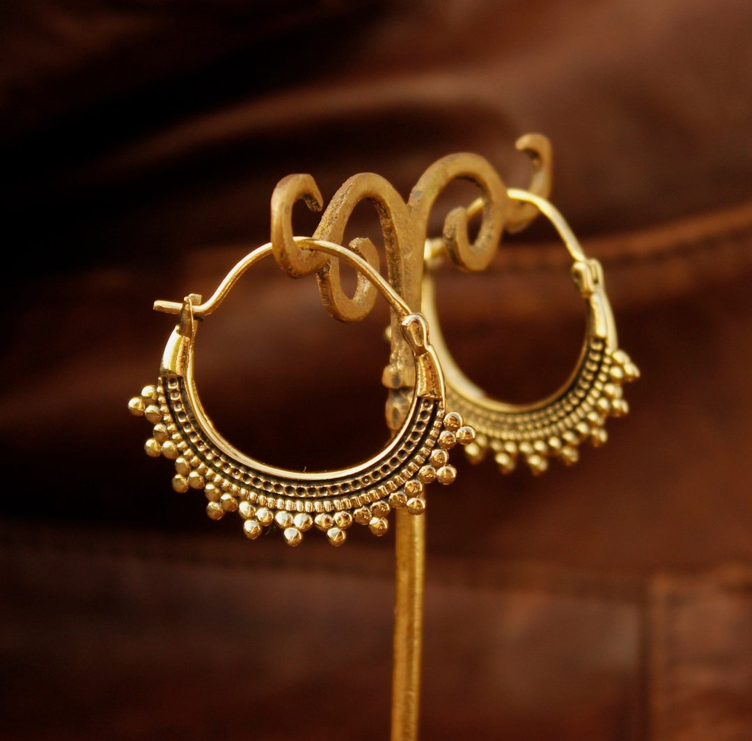 Ethnic Earrings Tribal Earrings Bohemian Earrings Gypsy Jewelry Brass
