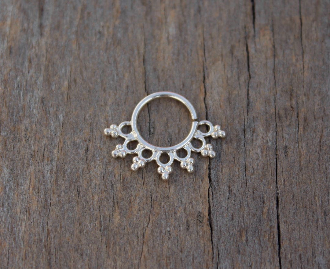 Silver Septum Ring Flower Septum Indian Nose Ring Ethnic - Etsy