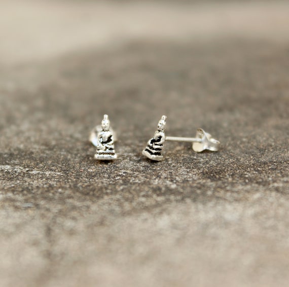 Stud Earring Buddha Earrings Buddha Earrings Buddha Face Studs Buddha Jewelry Tiny Silver Stud Mini Buddha Yoga Jewelry Buddhism Jewelry Etsy UK