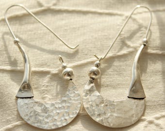 Boucles d&#39;oreilles Africaines en Argent Plaqué, Longues boucles Design tribal, Élegantes boucles hippie Boucles Festival Bijoux Éthniques
