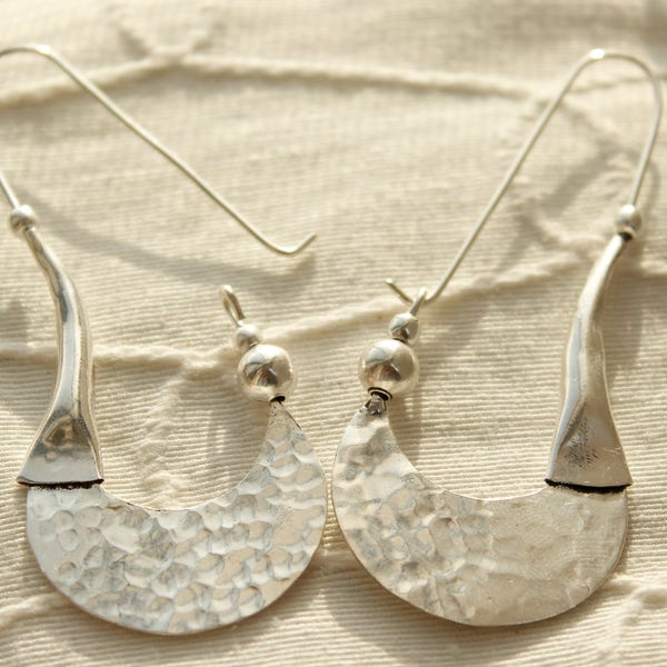 Boucles d'oreilles Africaines en Argent Plaqué, Longues boucles Design tribal, Élegantes boucles hippie Boucles Festival Bijoux Éthniques