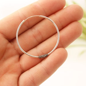 Ethnic hoop earrings silver hoops ethnic jewelry for men earrings unisex jewelry ethnic creole earrings sterling silver hoops tribal earring (L) : 35mm x 35mm