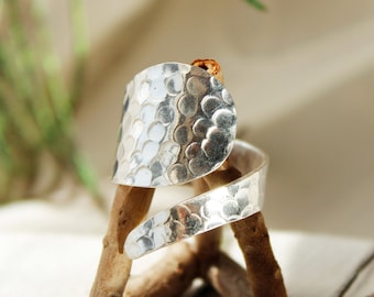Spoon Ring Silver Thumb ring hammered Silver ring Adjustable ring minimal ring thumb ring woman cuff ring minimal jewelry boho ring bohemian