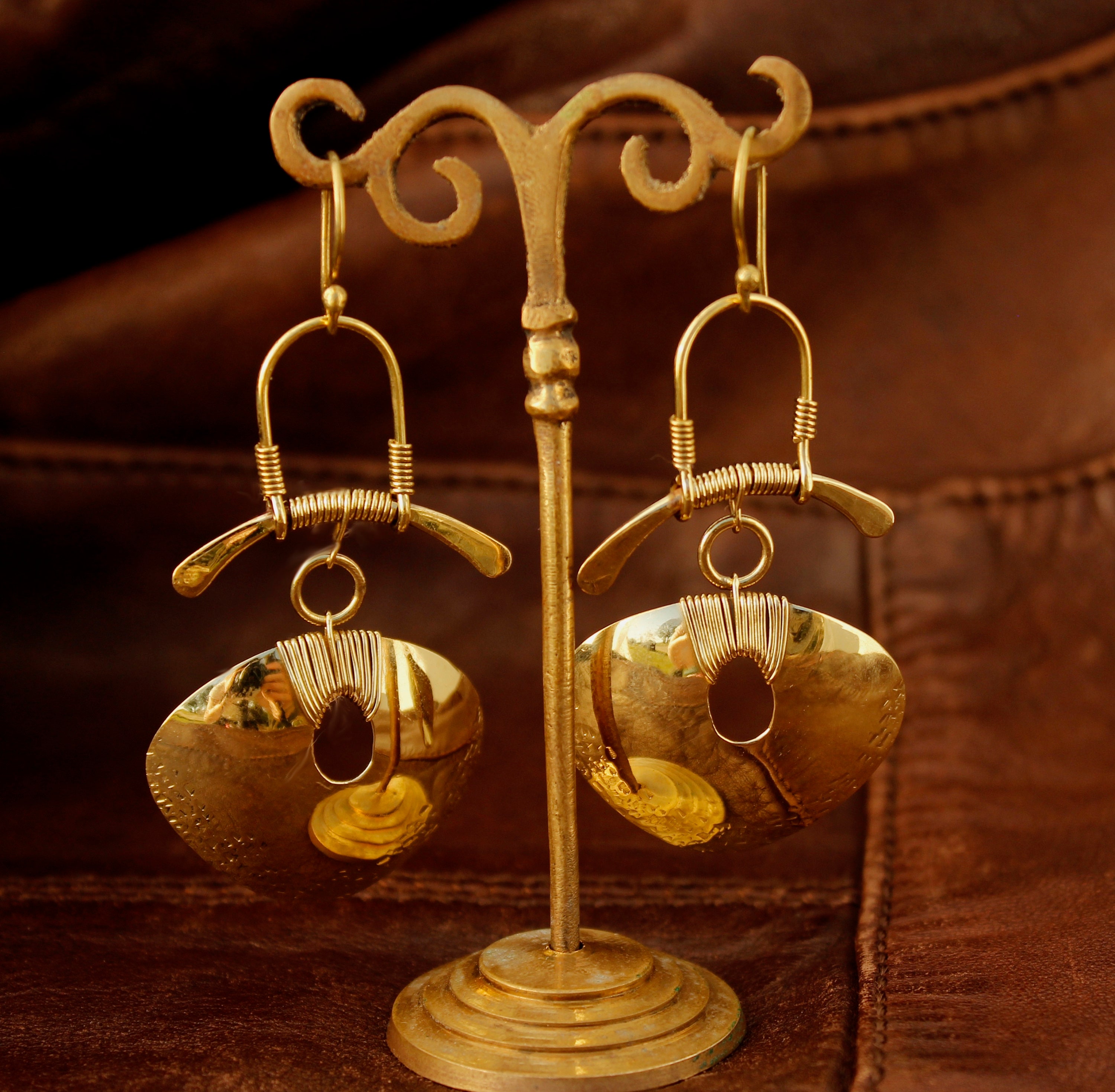 Boucles D'oreilles Ethniques En Bois - Style Afrique Marron Et écru - Clips Ou Tiges Au Choix