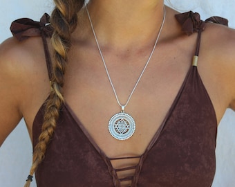 Sacred geometry necklace Sri yantra necklace protection amulet yoga jewelry protection necklace geometric pendant spiritual necklace chakras