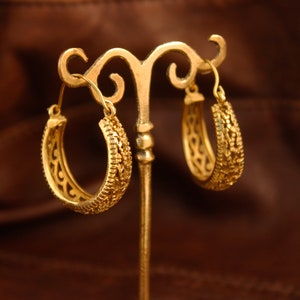 Gold creole earrings gold hoop earrings in brass hoops ethnic hoop earrings ethnic jewelry bohemian hoop earrings boho hoop earrings gypsy image 5