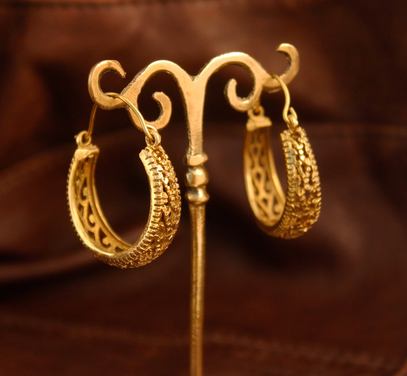 Gold creole earrings gold hoop earrings in brass hoops ethnic hoop earrings ethnic jewelry bohemian hoop earrings boho hoop earrings gypsy image 5