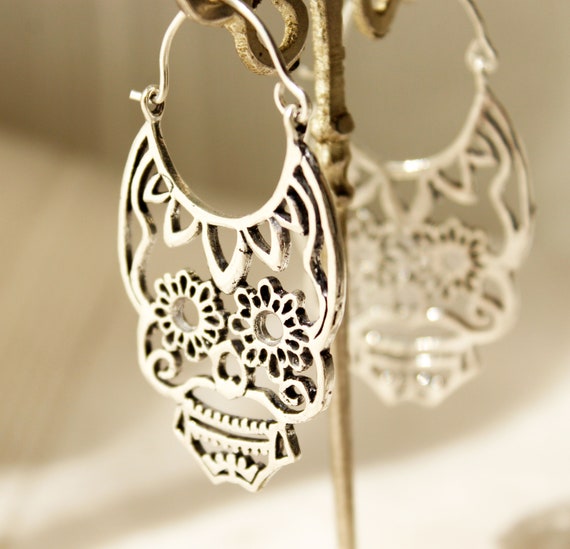 Boucles D'oreilles Pendantes Tête De Mort Mexicain (Dia De Los Muertos) - Acrylique Coloré, 3.8 Cm - Style Gothique, Halloween