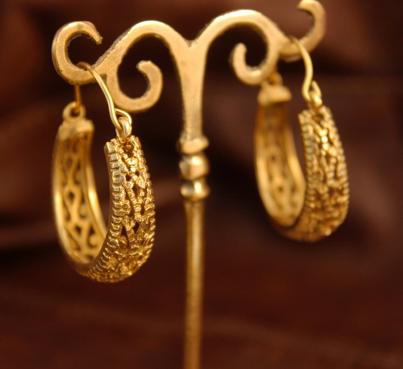 Gold creole earrings gold hoop earrings in brass hoops ethnic hoop earrings ethnic jewelry bohemian hoop earrings boho hoop earrings gypsy image 10