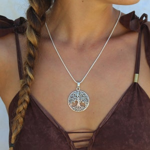 Tree of life necklace Silver-Tribal necklace-Boho amulet Tree of life pendant-Necklace Festival Accessoires gift Yoga necklace chakras gifts
