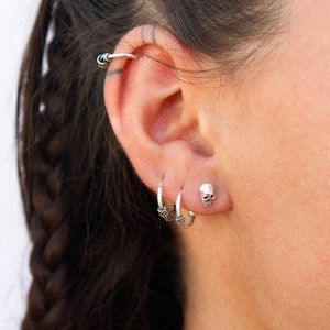 Skull stud earrings sterling silver studs goth earrings gothic jewelry halloween earrings skull jewelry rockabilly earrings spychobilly stud