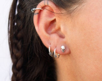 Skull stud earrings sterling silver studs goth earrings gothic jewelry halloween earrings skull jewelry rockabilly earrings spychobilly stud