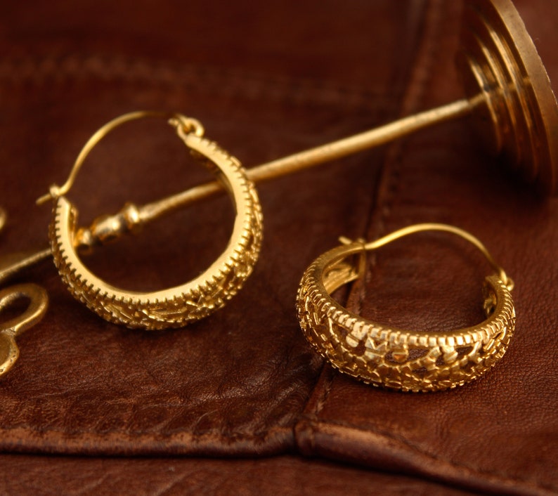 Gold creole earrings gold hoop earrings in brass hoops ethnic hoop earrings ethnic jewelry bohemian hoop earrings boho hoop earrings gypsy image 6