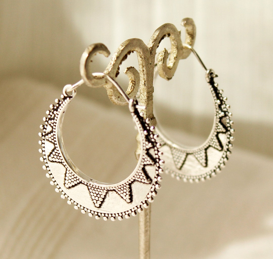 Boucles D'oreilles Créoles En Bois - Style Ethnique Tribal - Neuf Avec étiquettes