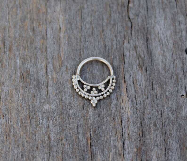 Tribal septum in sterling silver septum jewelry ethnic septum piercing for nose ring ethnic single earring cartilage rings for nose piercing