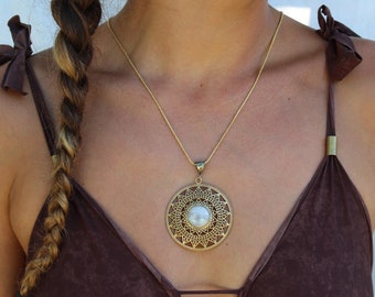 ethnic necklace ethnic jewelry with stones pendants Boho necklaces with stones necklaces gold Sun necklace Boho jewelry bohemian necklaces