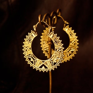 Boucles D'oreilles Créoles Tribales Plaqué Or 18 Carats - Diamètre 1,2cm - Neuf Avec étiquettes