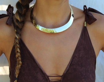 Thick choker necklace choker collar necklace african gold chokers necklaces african jewelry ethnic necklace gold boho necklace boho jewelry