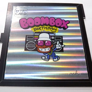 Boombox Geburtstagskarte - Retro-LCD-Stil - Wahl von 3 Farben