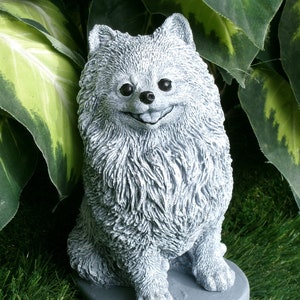 Pomeranian Concrete Statue Outdoor Garden Decor, Pommie Lovers Gift Pet Loss Memorial Pet Parent Dog Mom memory garden Decor Made In The USA