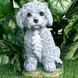 Labradoodle Cockapoo Cavapoo Concrete Statue Custom Mini-Me painted Dog Lovers Gift Pet loss Memorial Stone Home garden decor  Dog Mom Gift
