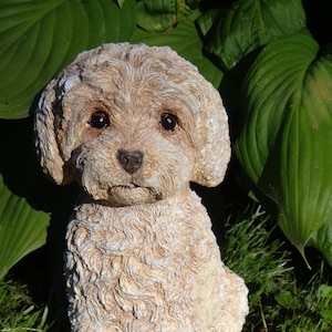 Labradoodle Cockapoo Cavapoo Concrete Statue Custom Mini-Me painted dog lovers gift pet loss memorial Home garden decor  Dog Mom Gift