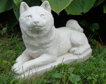 Concrete Shiba-Inu dog statuary, figurine, Memory garden,, custom hand painted, dog lovers gift yard decor